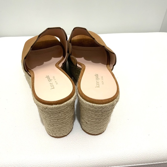 KATE SPADE Tabby Espadrille Sandals Brown Tan Suede Wedge Plaform Mules 9.5 - Picture 7 of 9